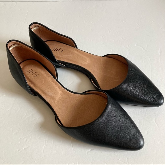 NEW NWOT J. Jill D'Orsay Flats Women 9 Pointed Toe Black Leather Business Casual - Picture 3 of 16